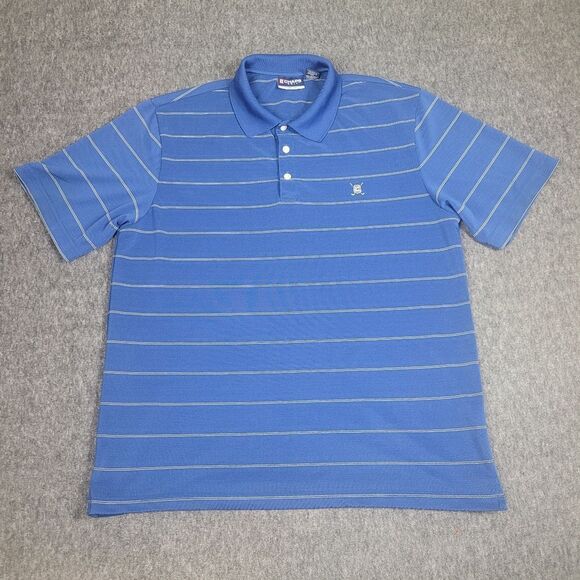 Vtg Chaps Golf Men's XL Polo Shirt Stay Dry Striped Short Sleeve Blue & White - Picture 1 of 13
